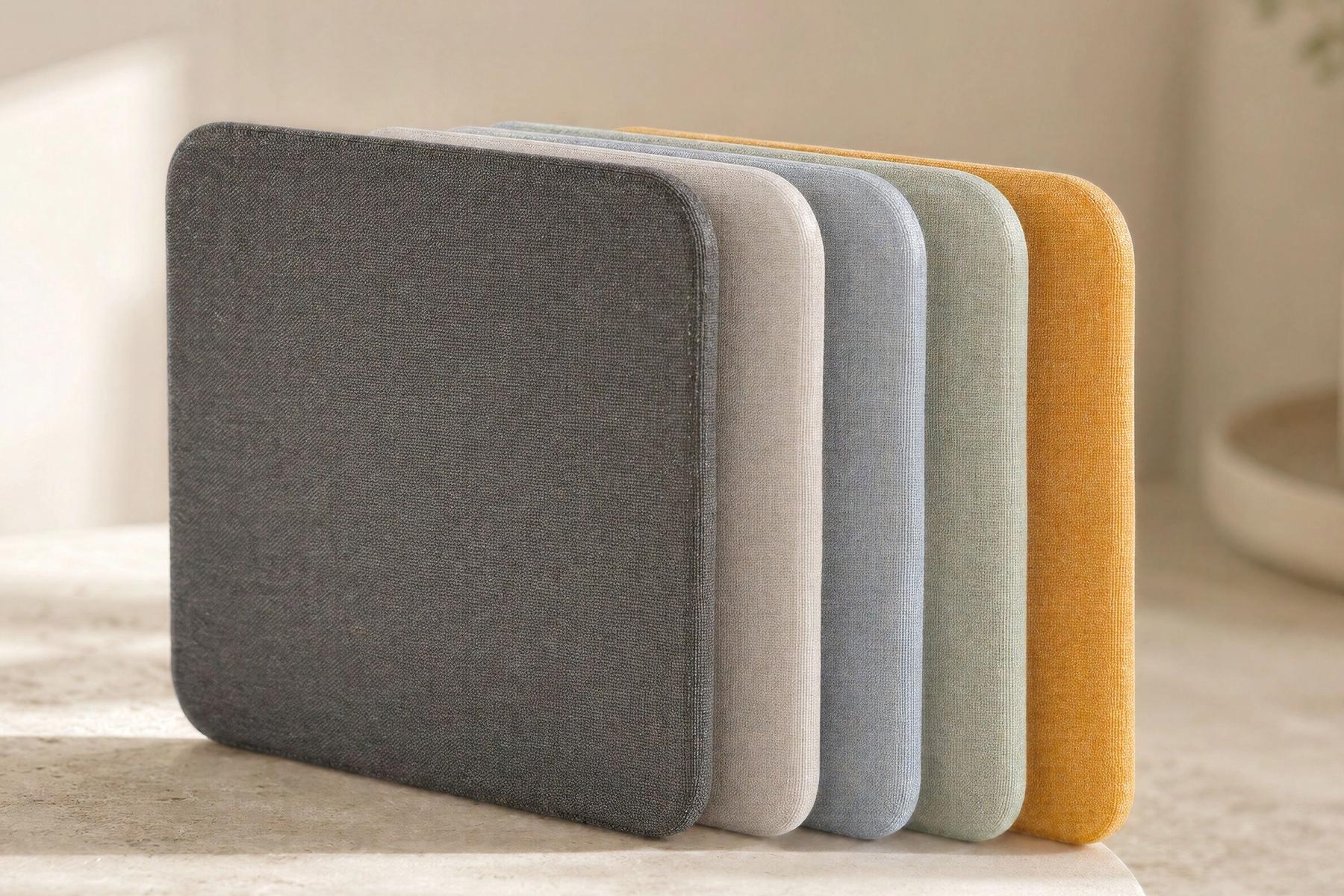 Fabric-wrapped front-of-room equipment hub in a meeting room.
