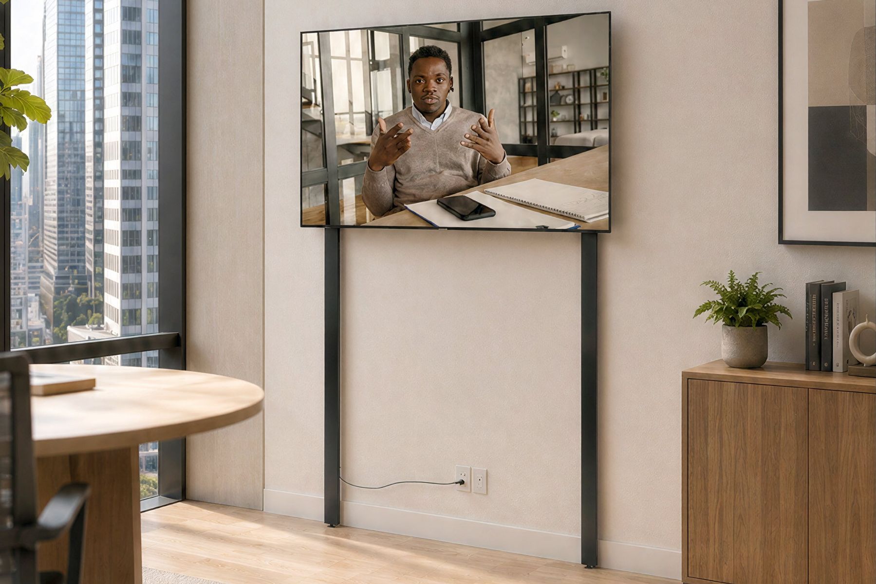 Heckler AV Wall Structure supporting a commercial display from the floor.