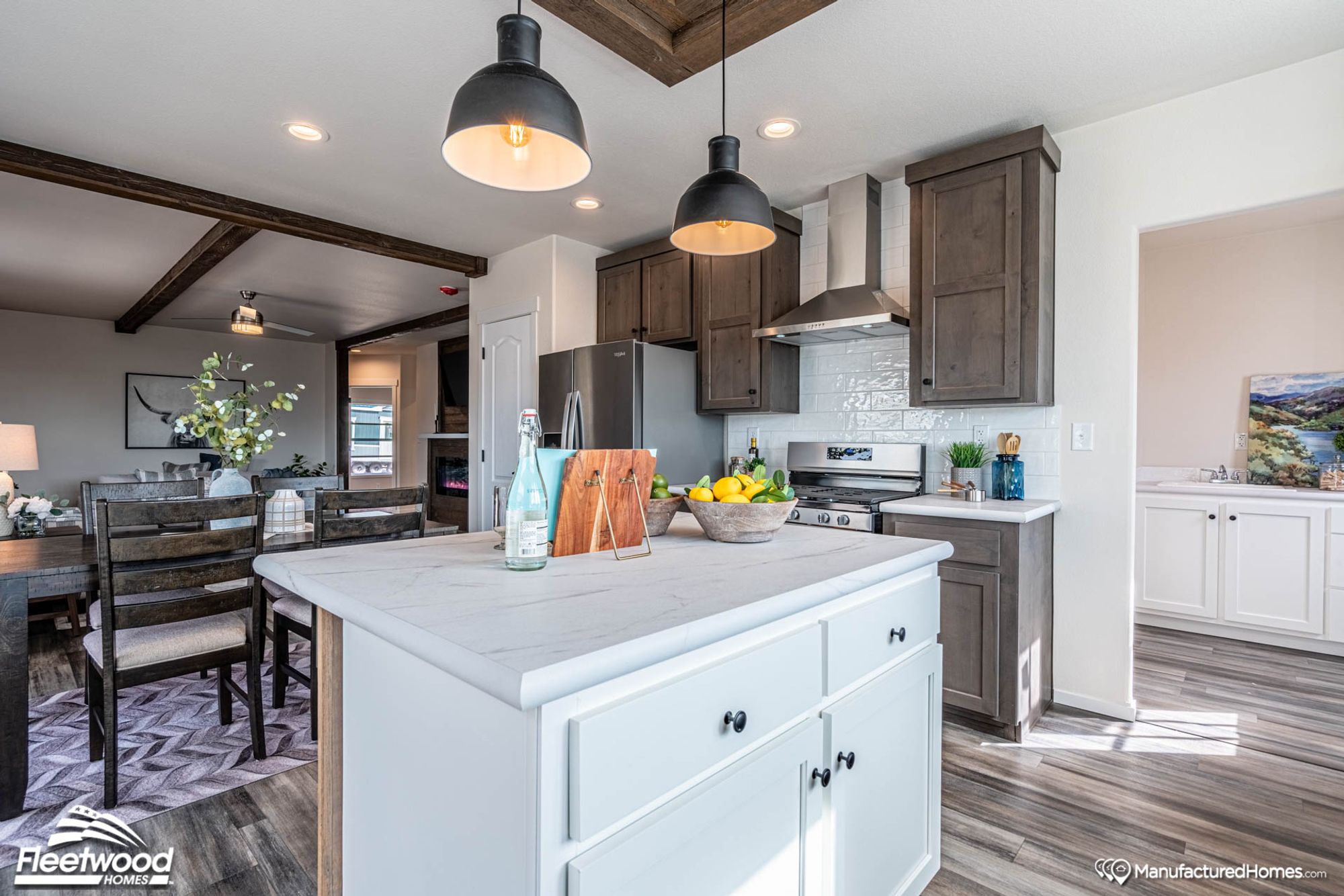 Large open-concept kitchen and dining room.