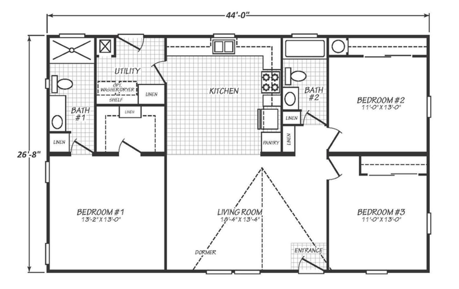 Solaris 28443B | 3 bedroom, 2 bathroom, 1174 sqft home | Built by Cavco - Goodyear in Goodyear, AZ.