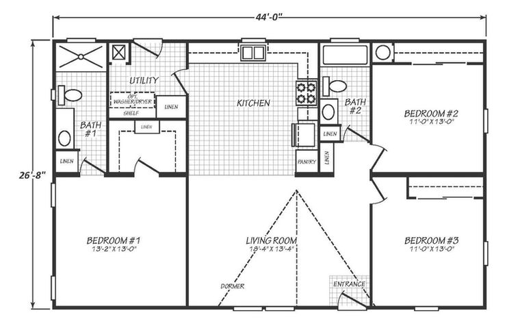 Solaris 28443B | 3 bedroom, 2 bathroom, 1174 sqft home | Built by Cavco - Goodyear in Goodyear, AZ.