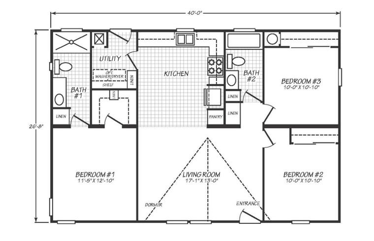Solaris 28403A | 3 bedroom, 2 bathroom, 1067 sqft home | Built by Cavco - Goodyear in Goodyear, AZ.