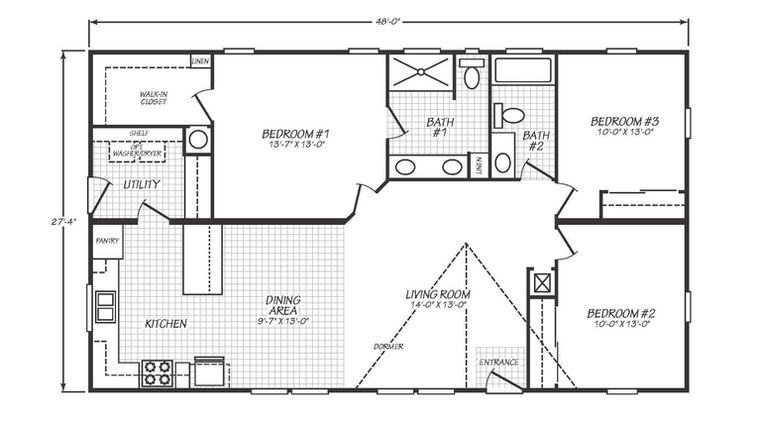 Solaris 28483A | 3 bedroom, 2 bathroom, 1280 sqft home | Built by Cavco - Goodyear in Goodyear, AZ.