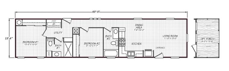 Solaris 14602A | 2 bedroom, 2 bathroom, 800 sqft home | Built by Cavco - Goodyear in Goodyear, AZ.