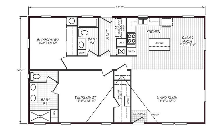Solaris 28442A | 2 bedroom, 2 bathroom, 1174 sqft home | Built by Cavco - Goodyear in Goodyear, AZ.