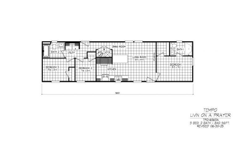 Livin' on a Prayer TM-1656-3A floor plan