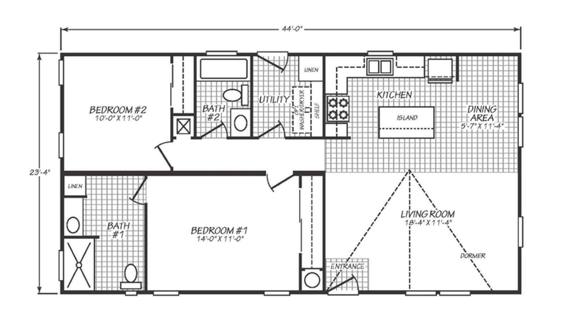 Solaris 24442A | 2 bedroom, 2 bathroom, 1027 sqft home | Built by Cavco - Goodyear in Goodyear, AZ.