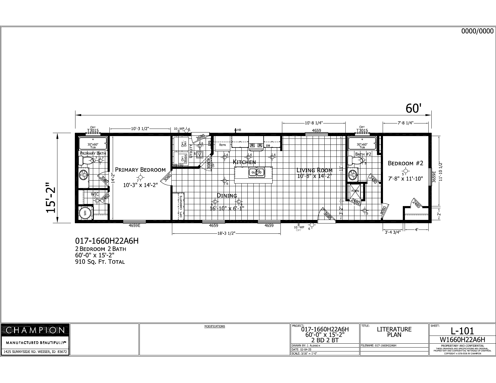 Winchester 1660H22A6H floor plan