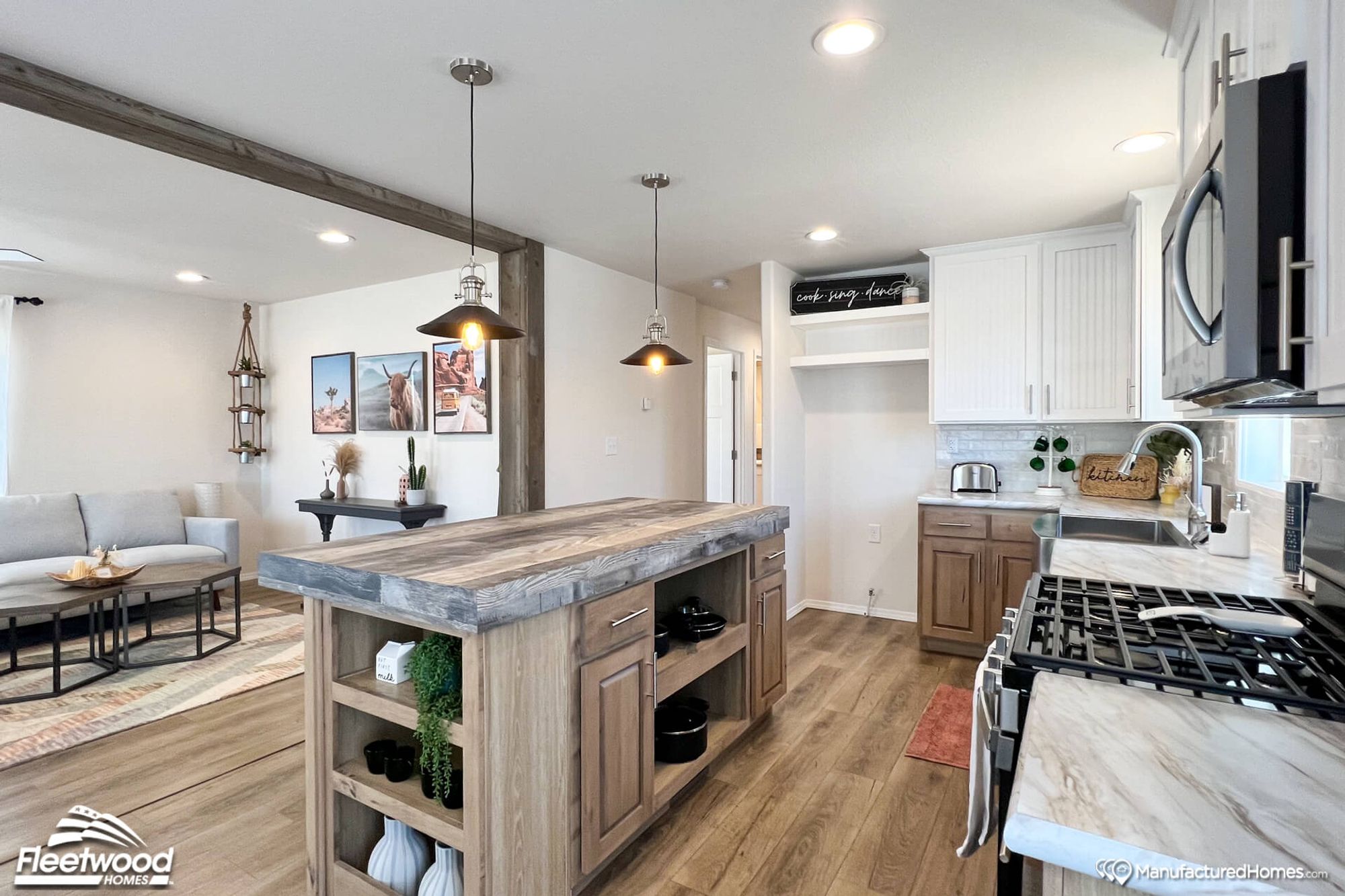 Open concept kitchen and living room.