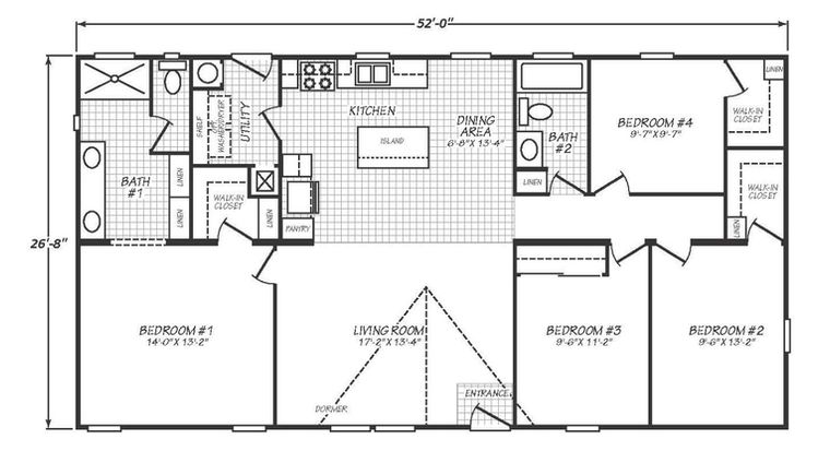 Solaris 28524A | 4 bedroom, 2 bathroom, 1387 sqft home | Built by Cavco - Goodyear in Goodyear, AZ.