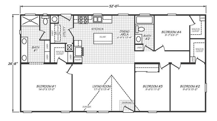 Solaris 28524A | 4 bedroom, 2 bathroom, 1387 sqft home | Built by Cavco - Goodyear in Goodyear, AZ.