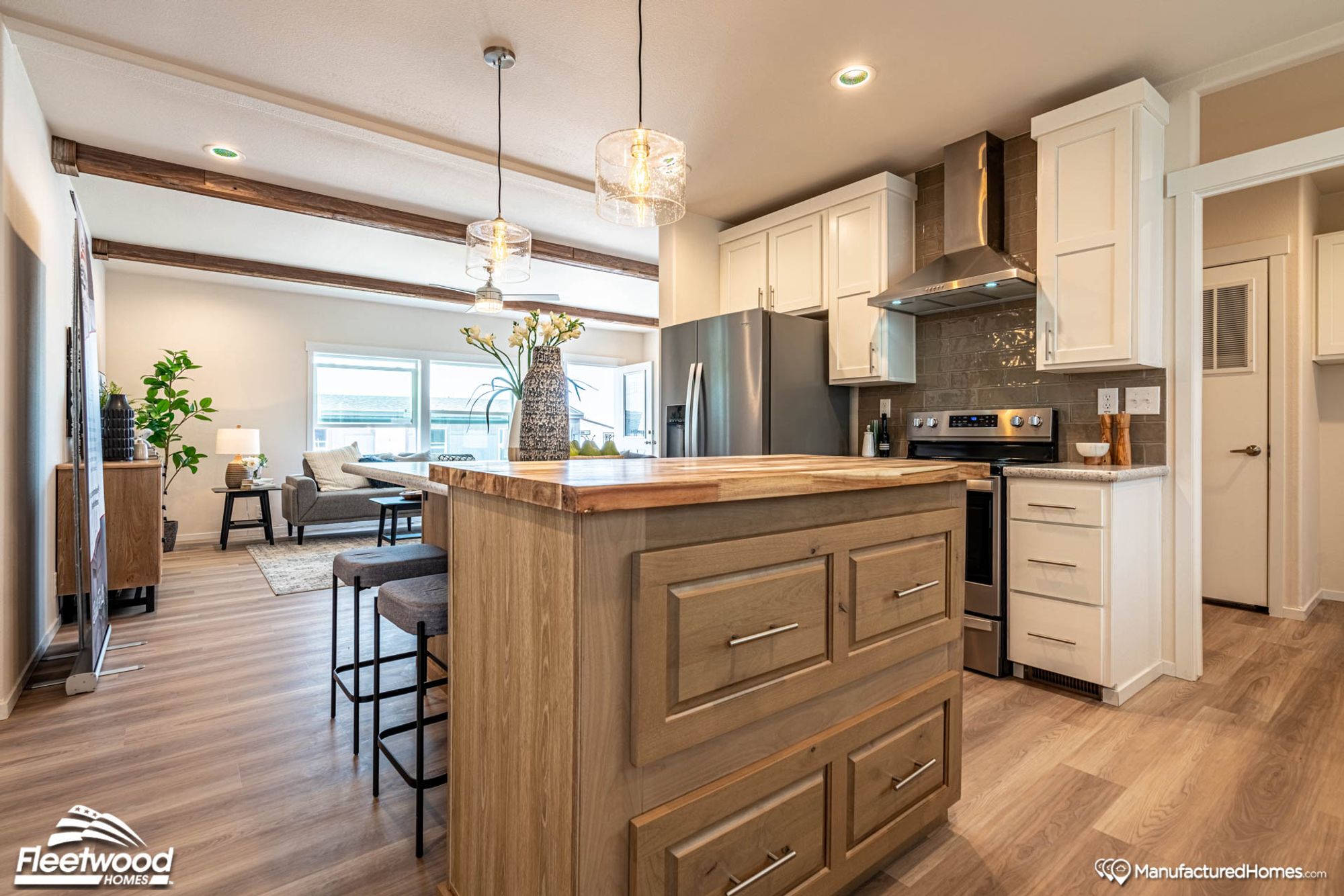 Large kitchen with an island.