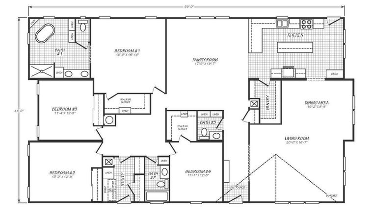 Solaris 40684A | 4 bedroom, 2.5 bathroom, 2720 sqft home | Built by Cavco - Goodyear in Goodyear, AZ.