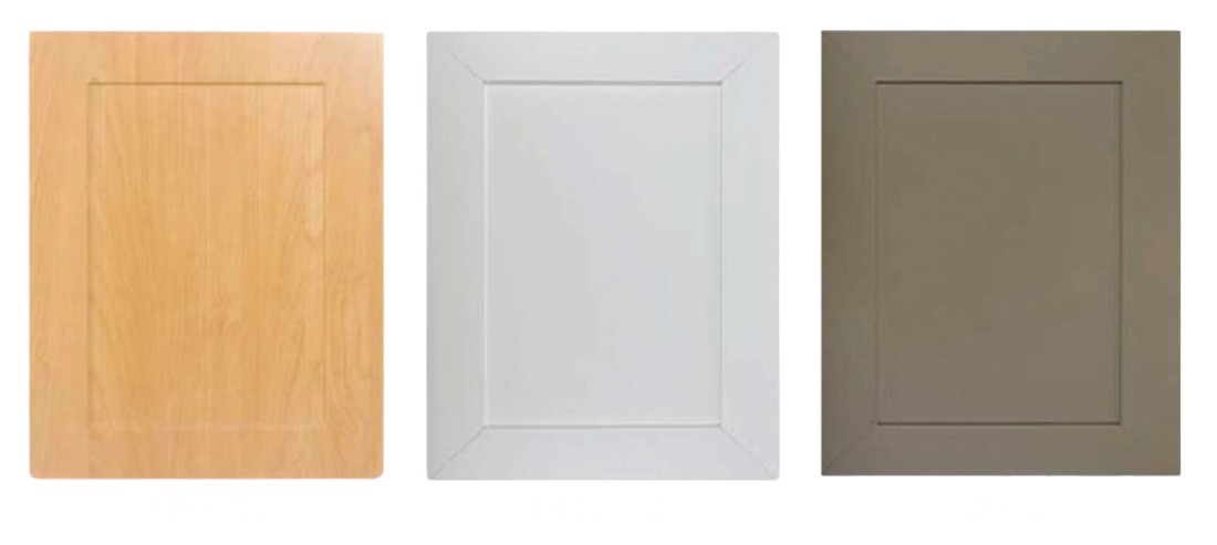Cabinet options: Bishop Oak, Divine Oak, and Plover.