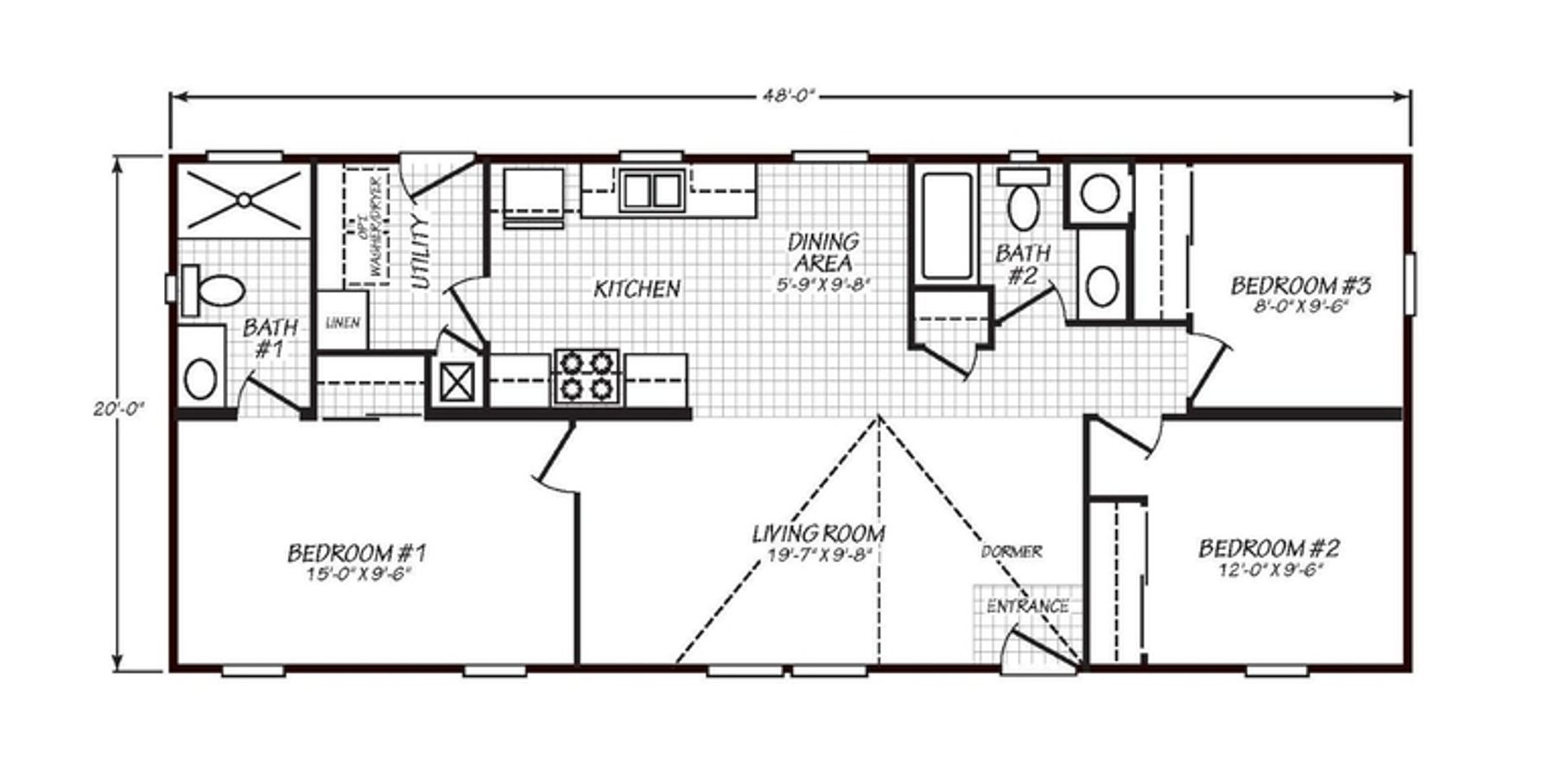 Solaris 20483A | 3 bedroom, 2 bathroom, 960 sqft home | Built by Cavco - Goodyear in Goodyear, AZ.