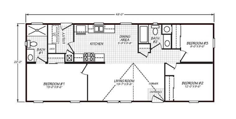 Solaris 20483A | 3 bedroom, 2 bathroom, 960 sqft home | Built by Cavco - Goodyear in Goodyear, AZ.