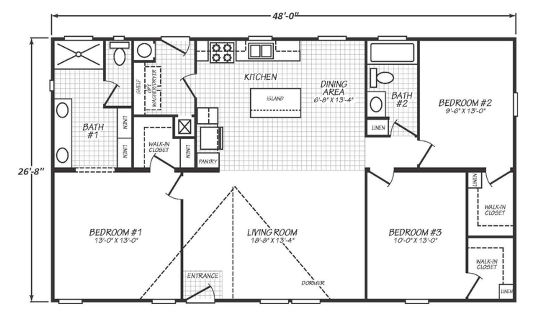 Solaris 28483B | 3 bedroom, 2 bathroom, 1280 sqft home | Built by Cavco - Goodyear in Goodyear, AZ.