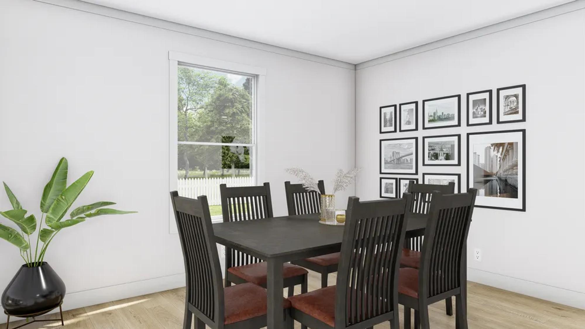 Dining room with a table that seats 6