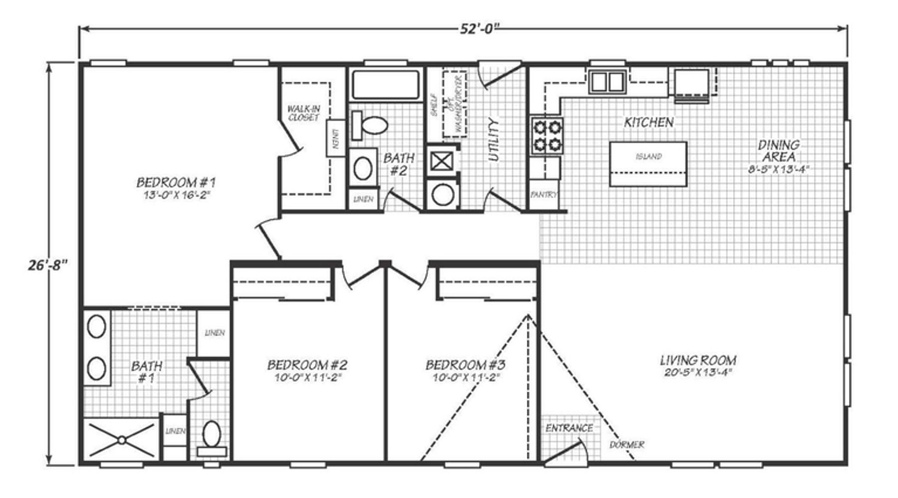 Solaris 28523B | 3 bedroom, 2 bathroom, 1387 sqft home | Built by Cavco - Goodyear in Goodyear, AZ.