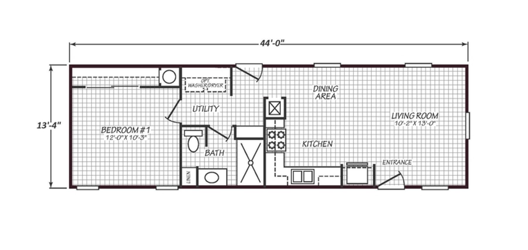 Solaris 14441A | 1 bedroom, 1 bathroom, 587 sqft home | Built by Cavco - Goodyear in Goodyear, AZ.
