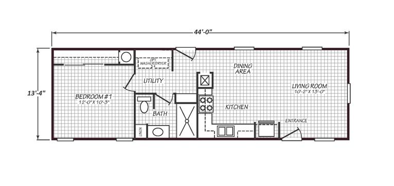 Solaris 14441A | 1 bedroom, 1 bathroom, 587 sqft home | Built by Cavco - Goodyear in Goodyear, AZ.