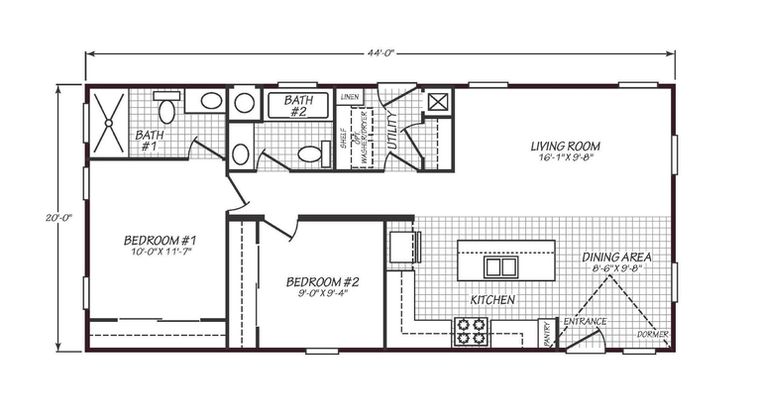 Solaris 20442A | 2 bedroom, 2 bathroom, 880 sqft home | Built by Cavco - Goodyear in Goodyear, AZ.