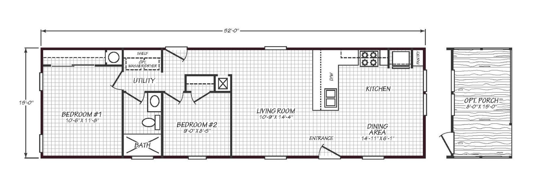 Solaris 16522A | 2 bedroom, 1 bathroom, 802 sqft home | Built by Cavco - Goodyear in Goodyear, AZ.