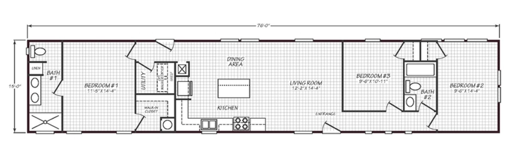 Solaris 16763A | 3 bedroom, 2 bathroom, 1172 sqft home | Built by Cavco - Goodyear in Goodyear, AZ.