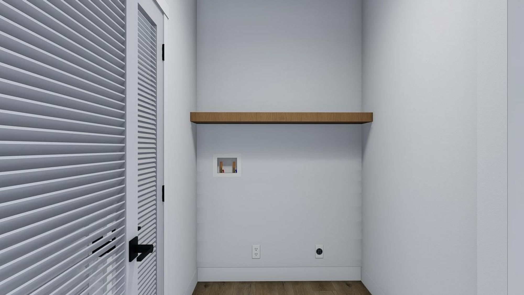 Large walk-in closet with a shelf.