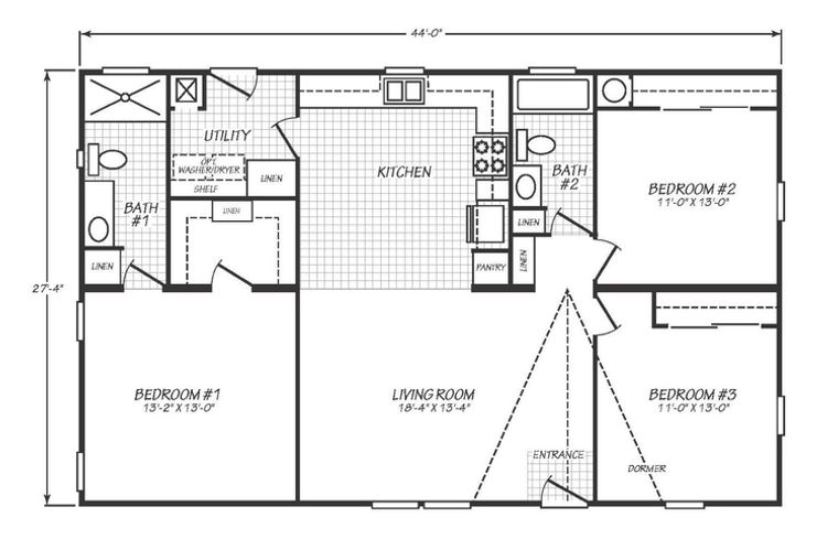 Solaris 24483B | 3 bedroom, 2 bathroom, 1120 sqft home | Built by Cavco - Goodyear in Goodyear, AZ.