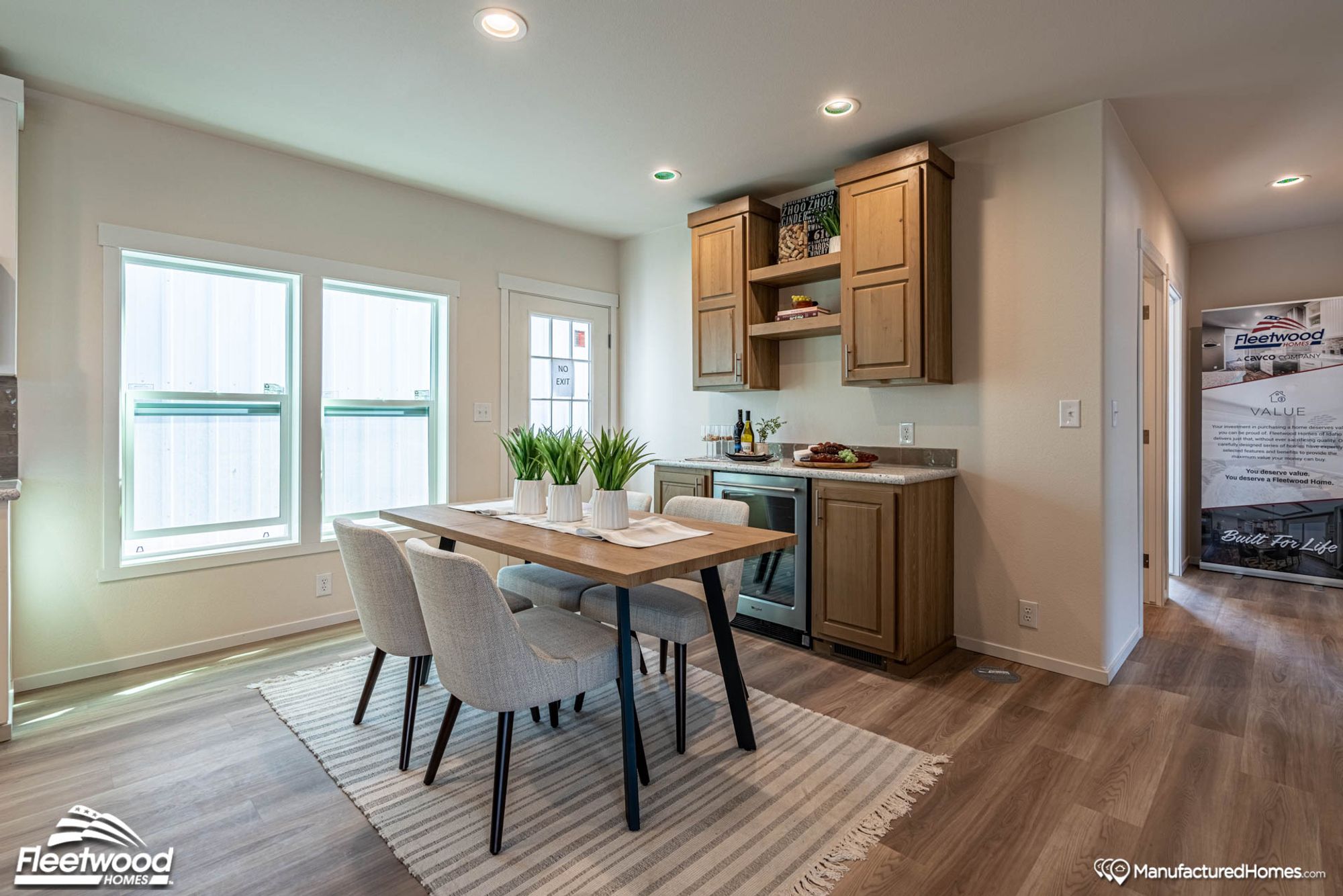 Dining room with a small kitchenette.