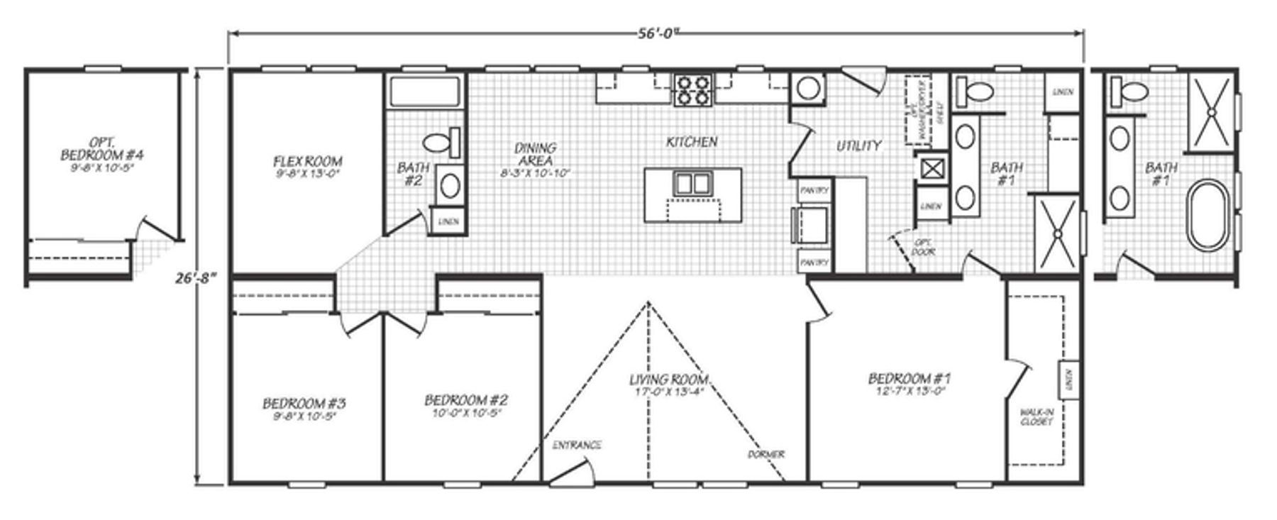 Solaris 28563A | 3 bedroom, 2 bathroom, 1493 sqft home | Built by Cavco - Goodyear in Goodyear, AZ.