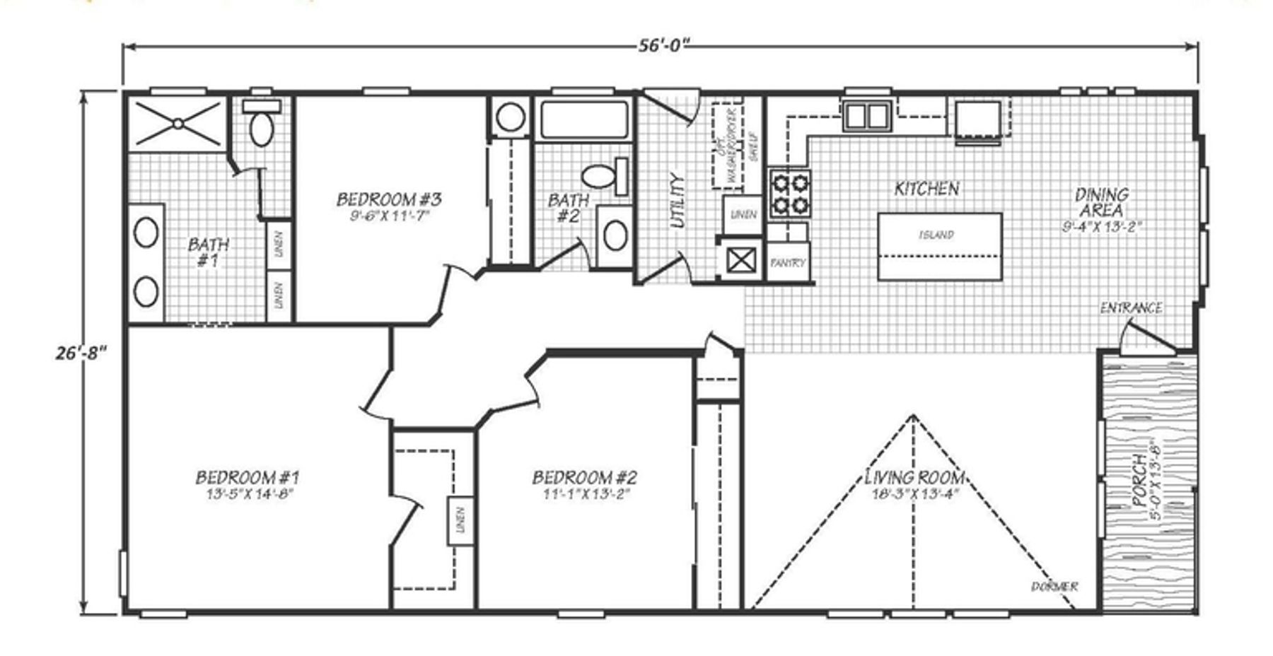 Solaris 28563P | 3 bedroom, 2 bathroom, 1447 sqft home | Built by Cavco - Goodyear in Goodyear, AZ.