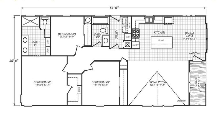 Solaris 28563P | 3 bedroom, 2 bathroom, 1447 sqft home | Built by Cavco - Goodyear in Goodyear, AZ.