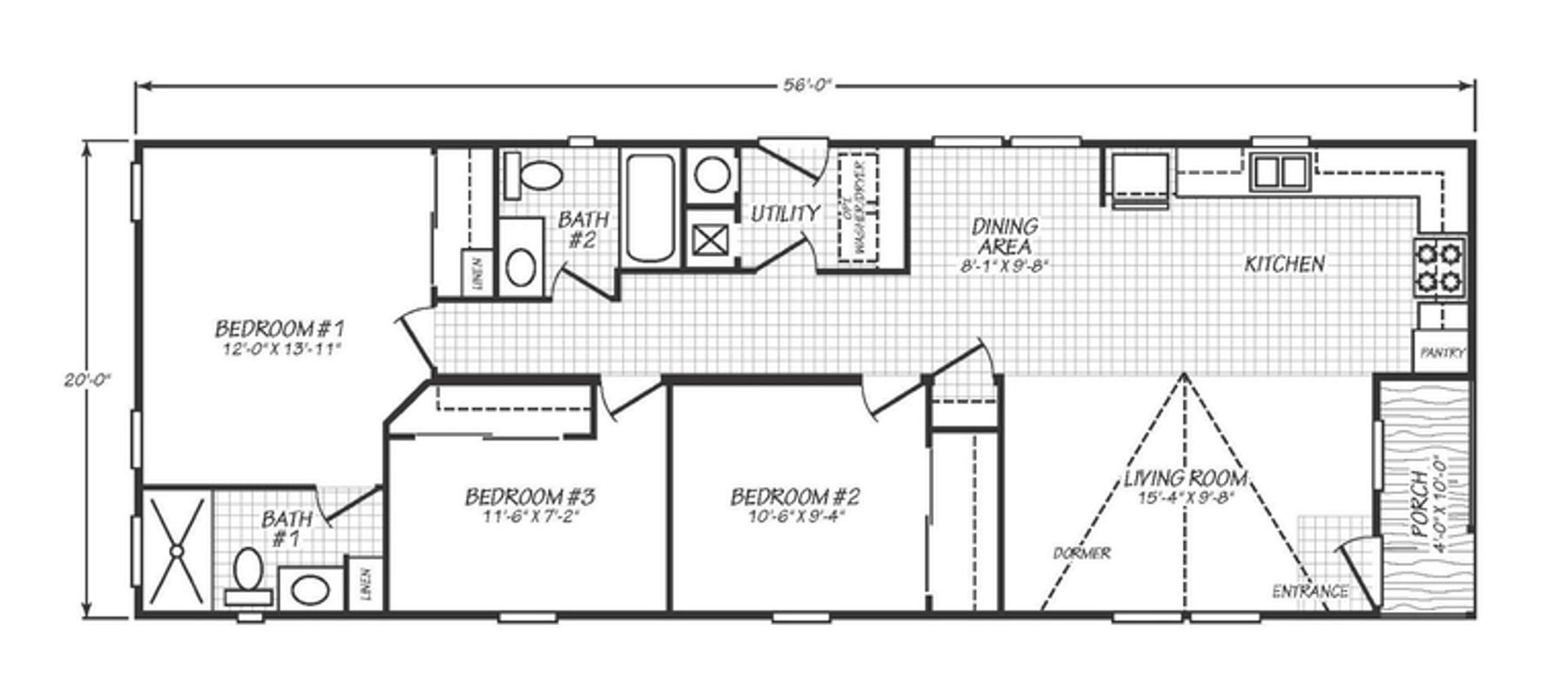 Solaris 20563P | 3 bedroom, 2 bathroom, 1120 sqft home | Built by Cavco - Goodyear in Goodyear, AZ.