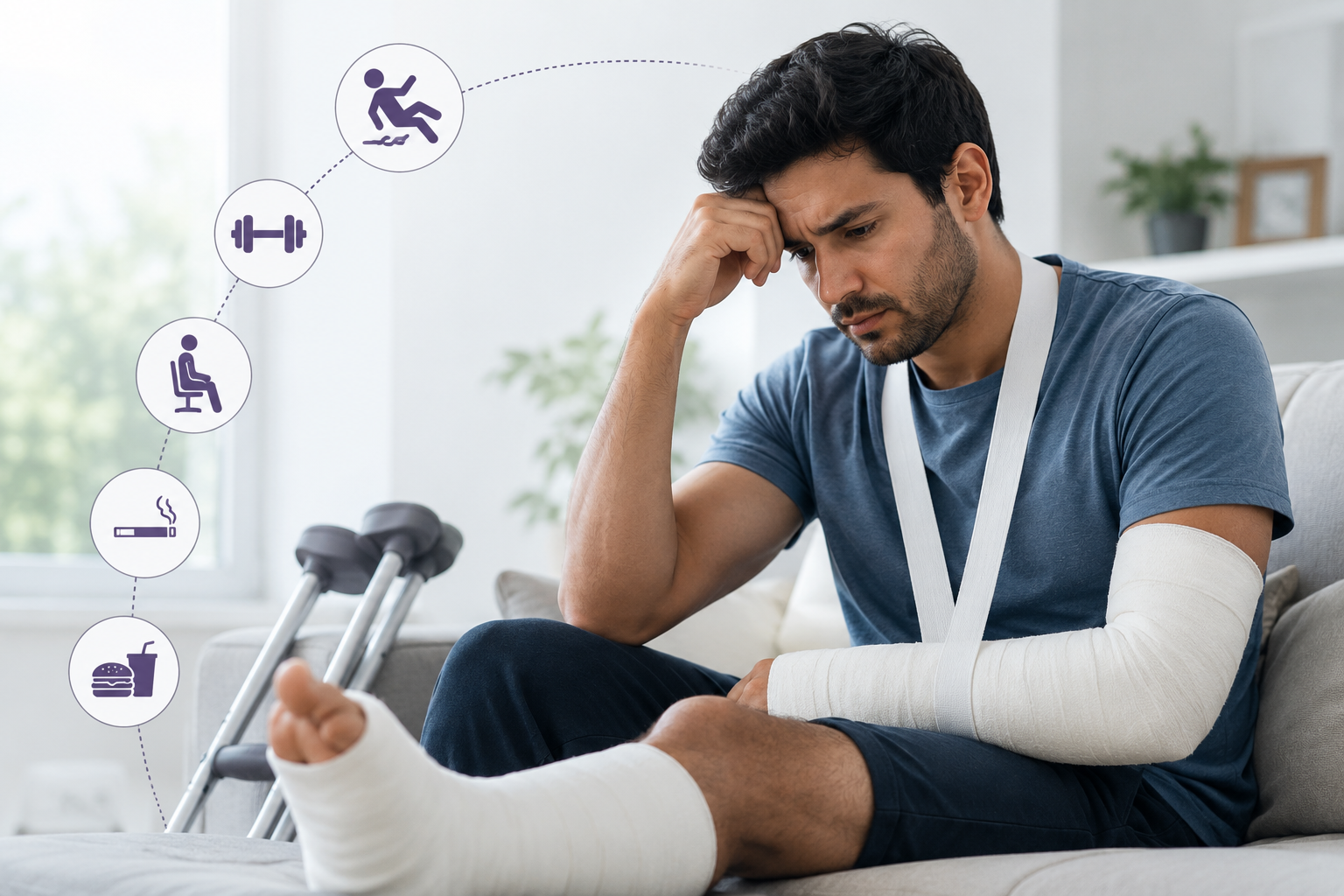 Orthopedic surgeon reviewing X-ray to guide fracture recovery for a patient