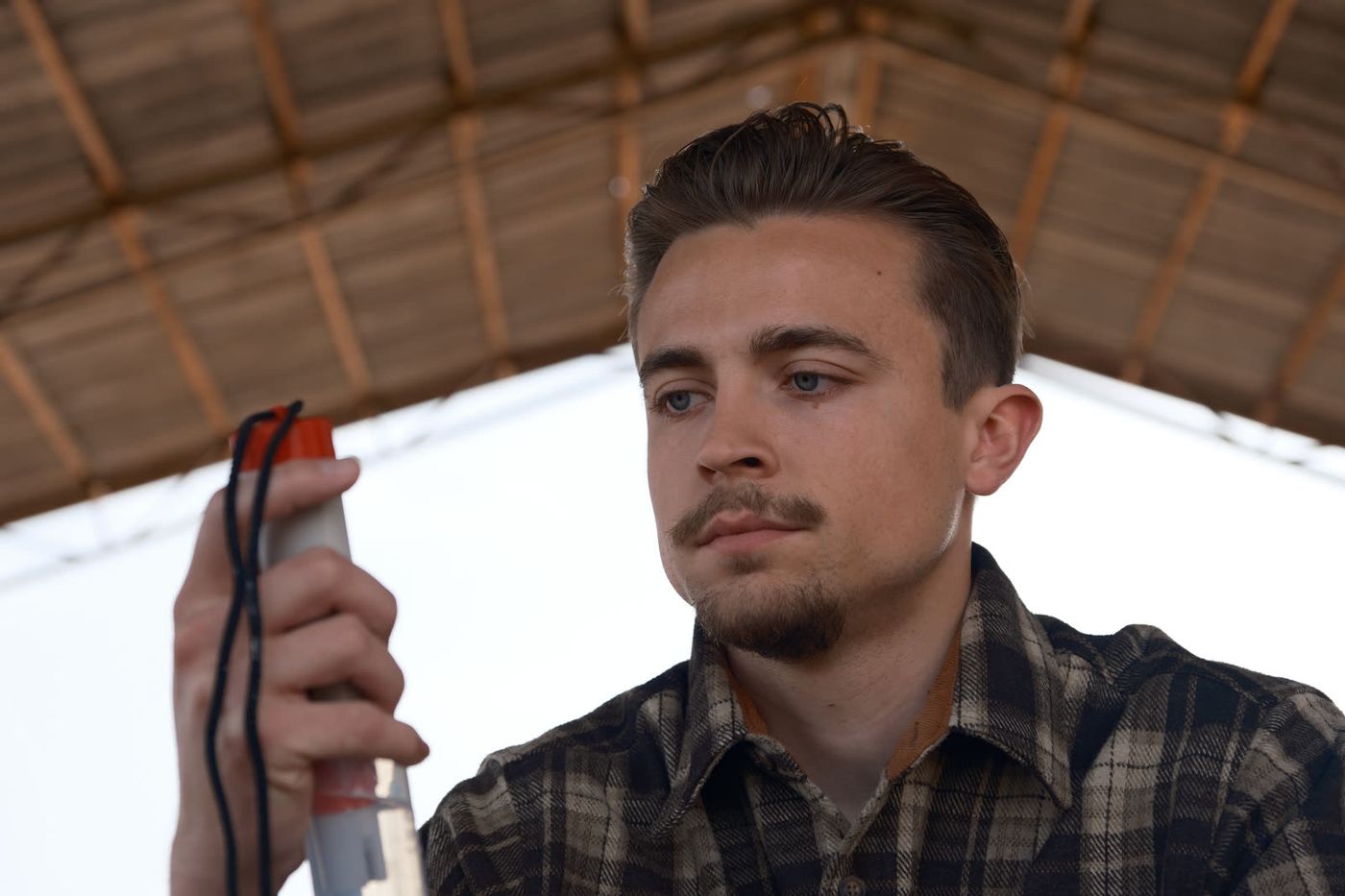 Hunter Manz testing equipment in the field