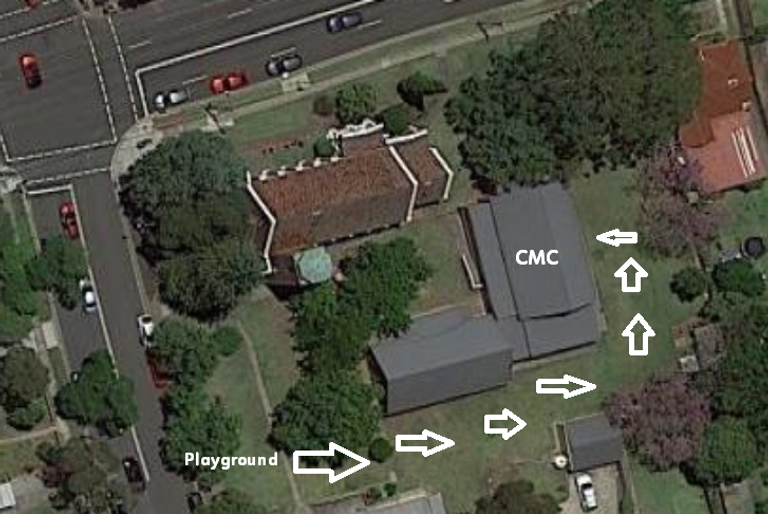 Church site map showing location of the CMC
