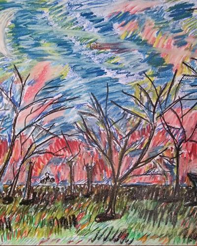 Fietser bij zonsondergang