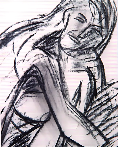 Studie naakte gehurkte vrouw