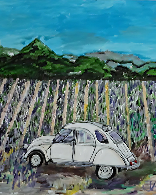 2CV dans le champ de lavande