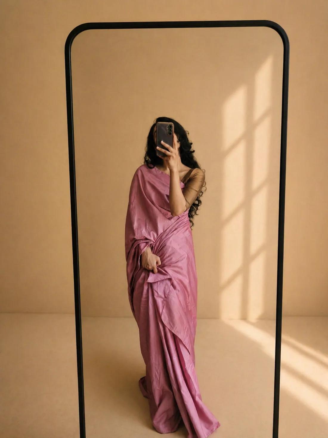 Ira — Pink Chiffon saree