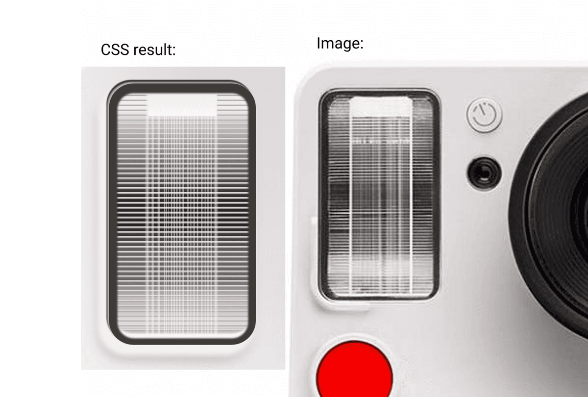 flash drawn in css vs the actual flash. Both look almost identical