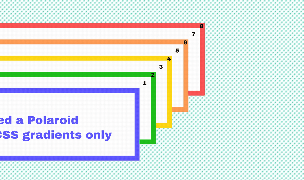 The rainbow boxes with numbers from 1-8 on each shadow (1 on the first white, 2 on green, 3 on second white, 4 on yellow, and so on)