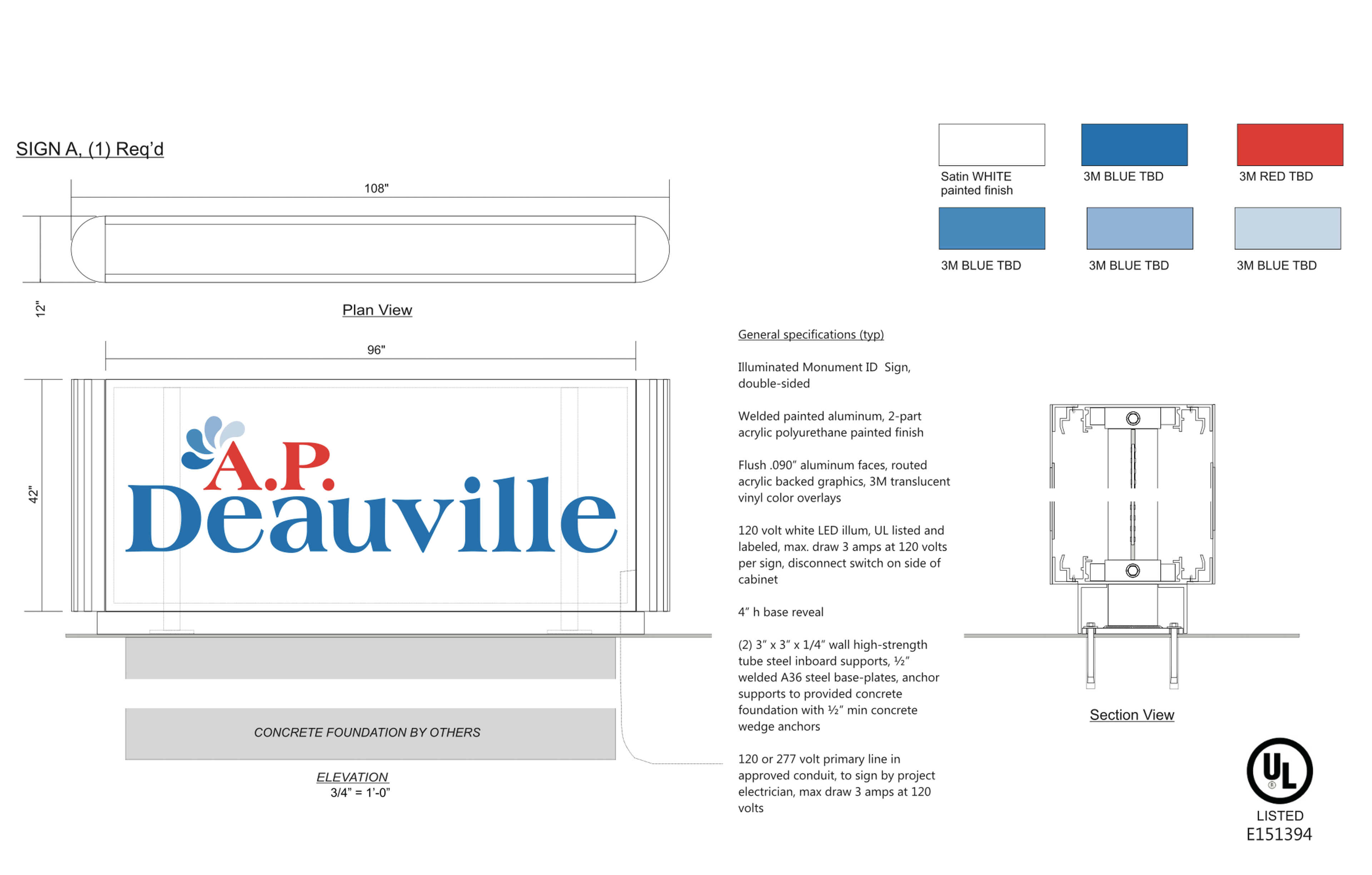 Monument Sign with Client Branding and Specifications