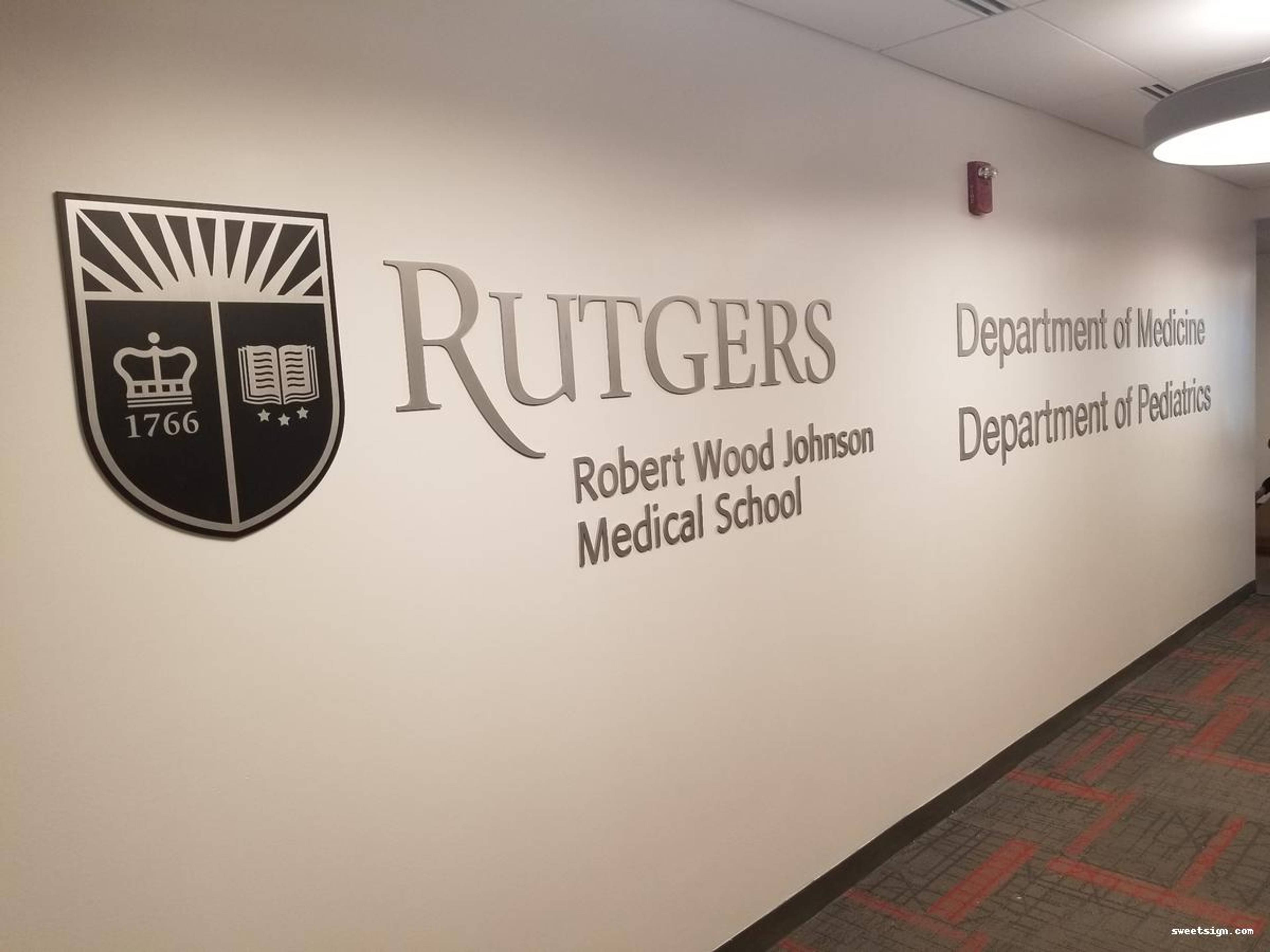 Rutgers Robert Wood Johnson Medical School interior wall signage