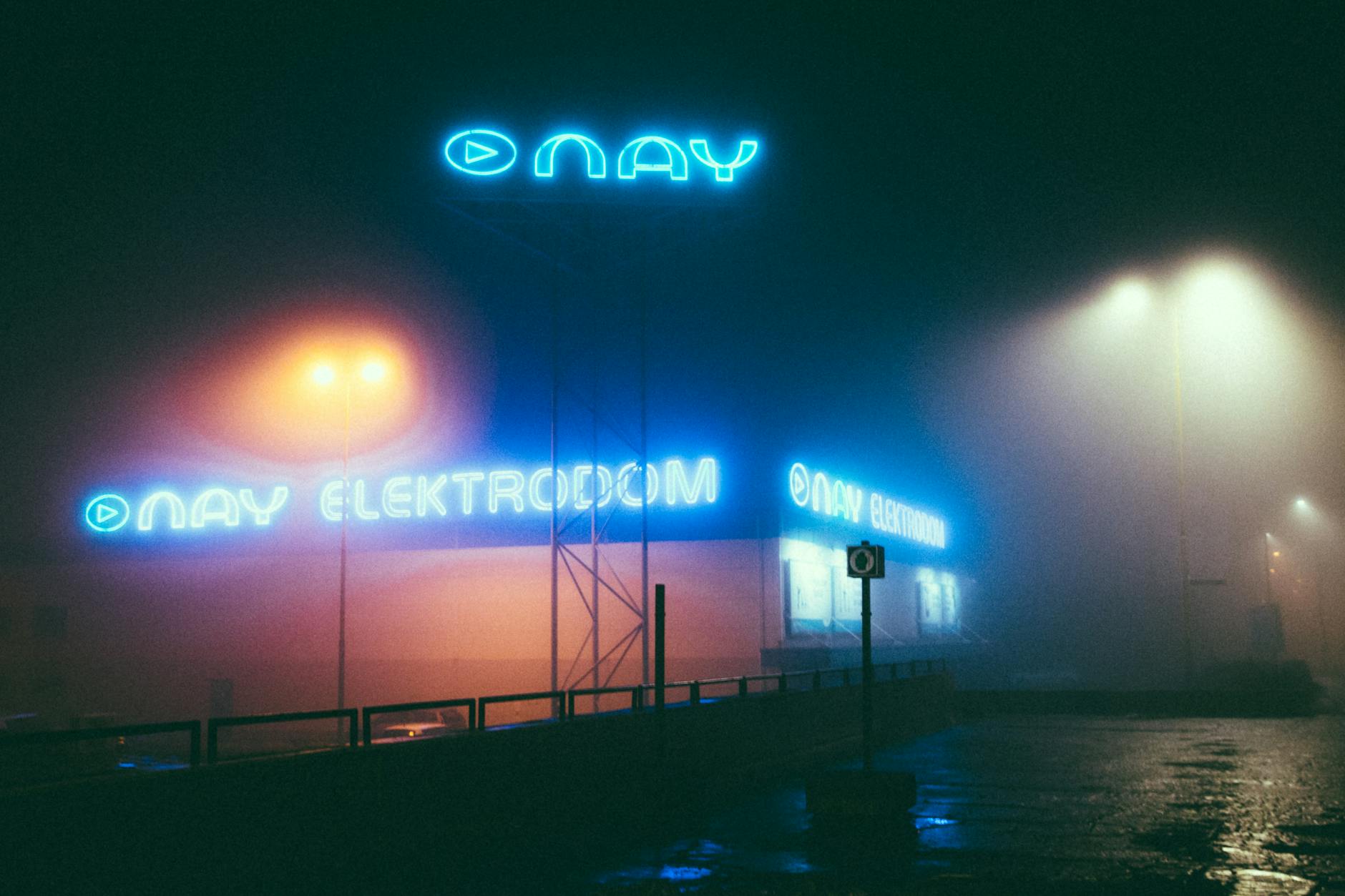 A person working on a commercial sign repair in New Jersey.