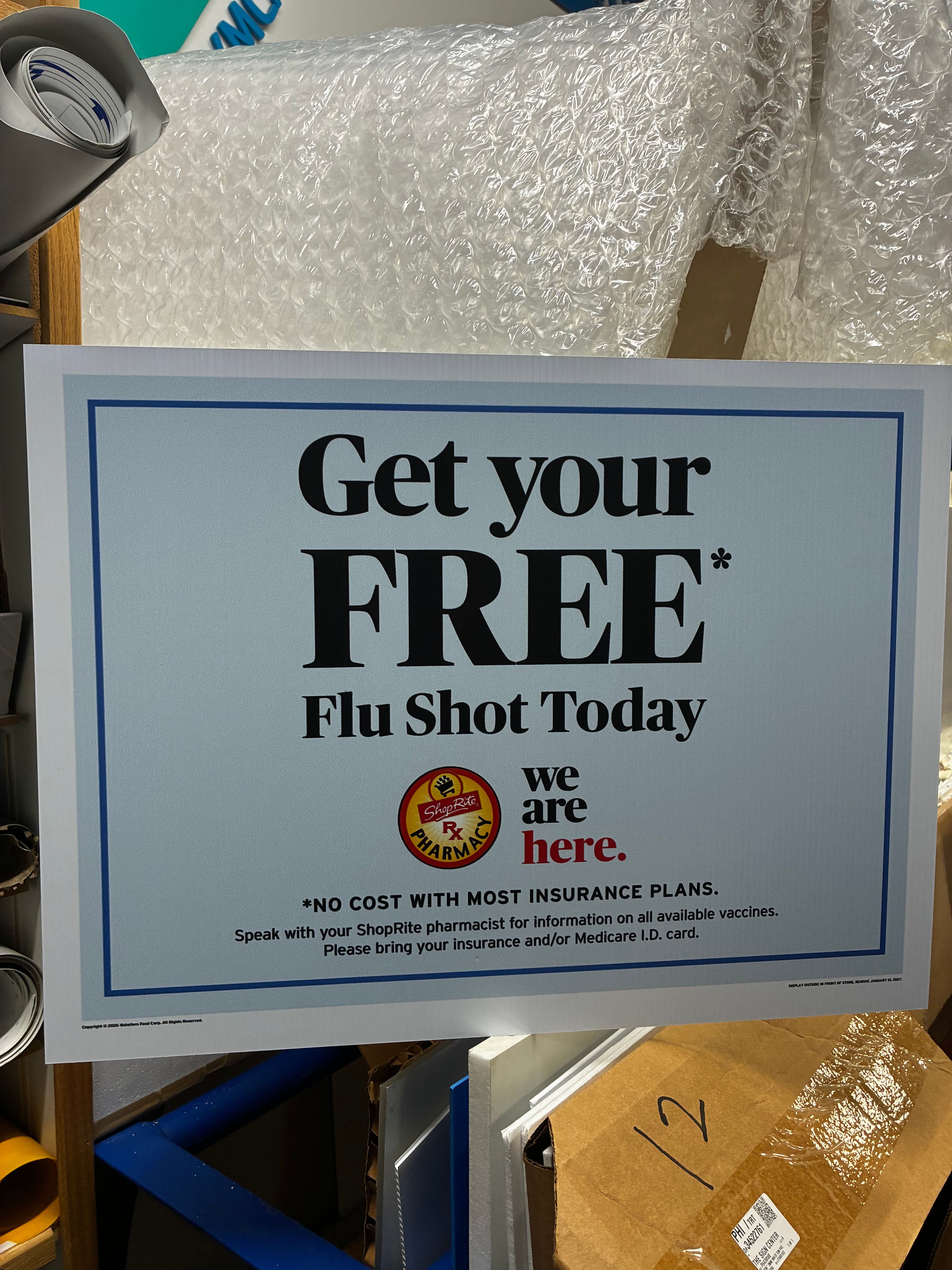 Shoprite Get your Flu Shot Yard Sign
