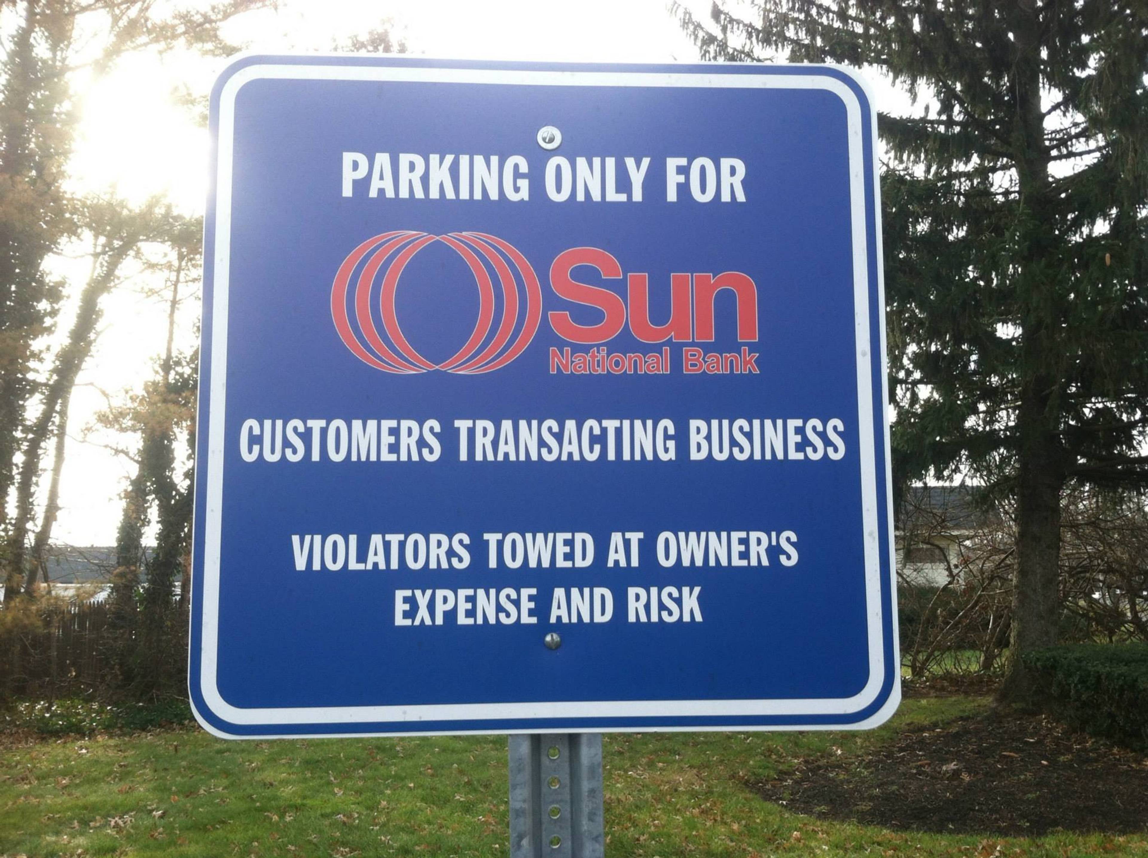Sun Bank Customers only Parking Sign Sweet Sign