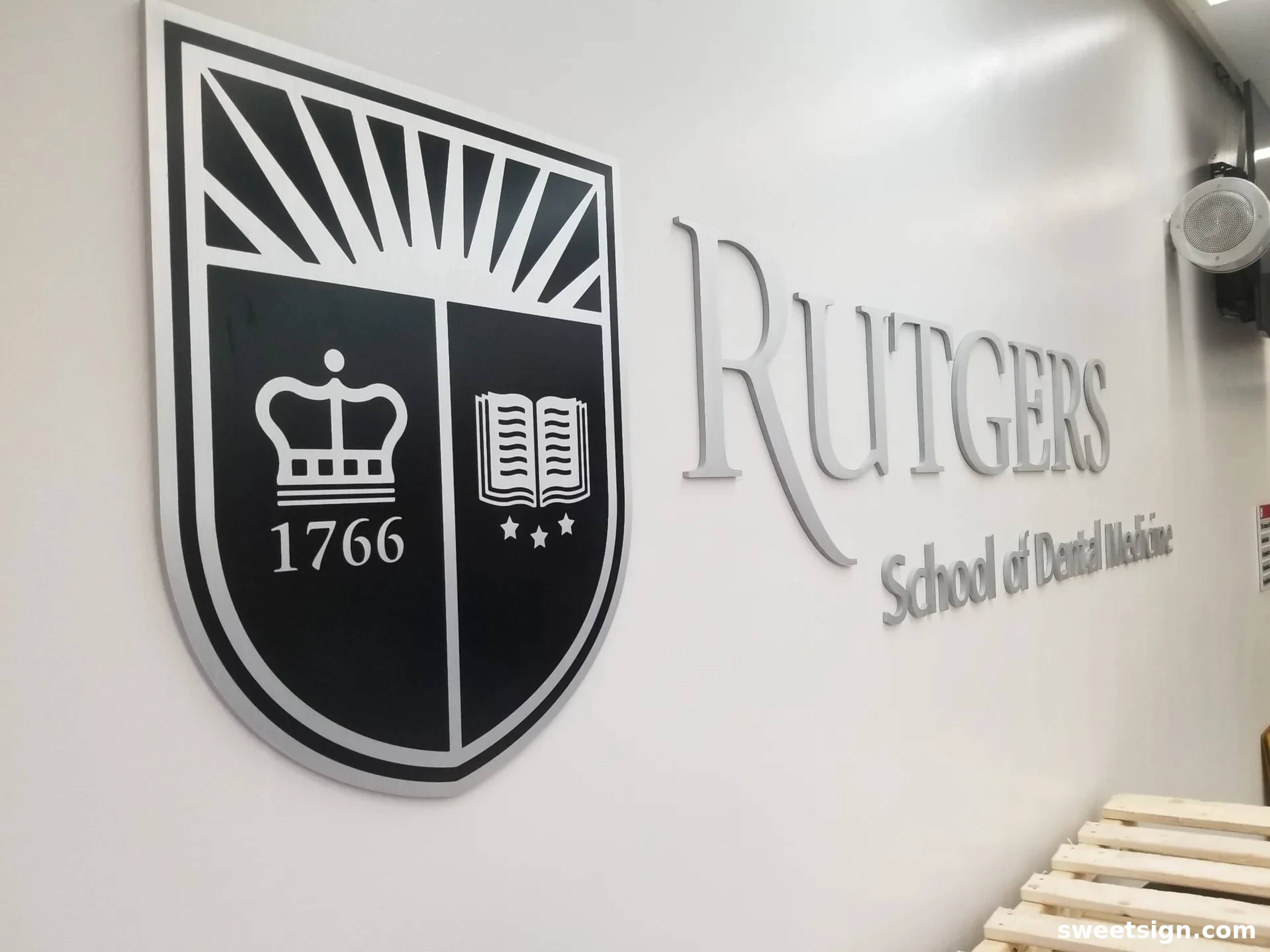 Rutgers School of Dental Medicine wall sign flat cut metal letters